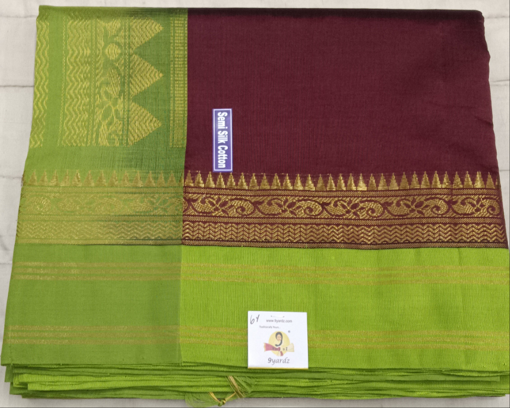 Semi silk Plain Korvai 6Yards