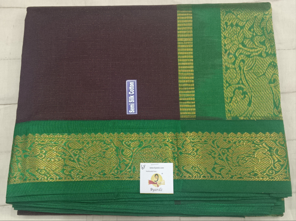 Semi silk Plain Vairavoosi Korvai 6Yards
