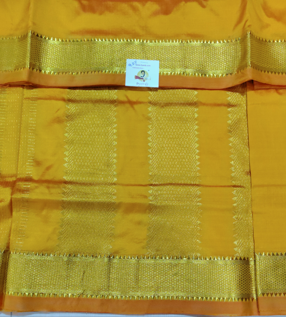Pure Silk 9.5-Yard Madisar Saree – Yellow by Self Broder Gold Zari Border