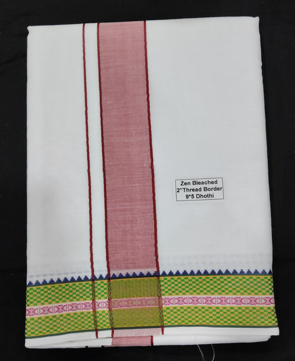 Cotton Dhothi Bleached 9*5