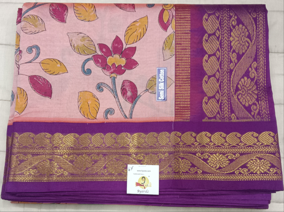 Semi silk Printed Korvai 6Yards