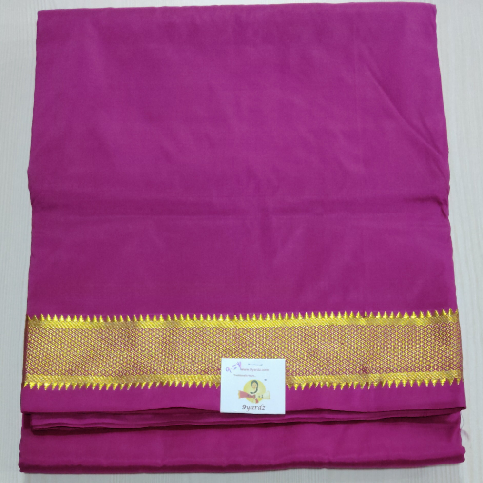 Pure Silk 10-Yard Madisar Saree – Purple by Self Gold Zari Border