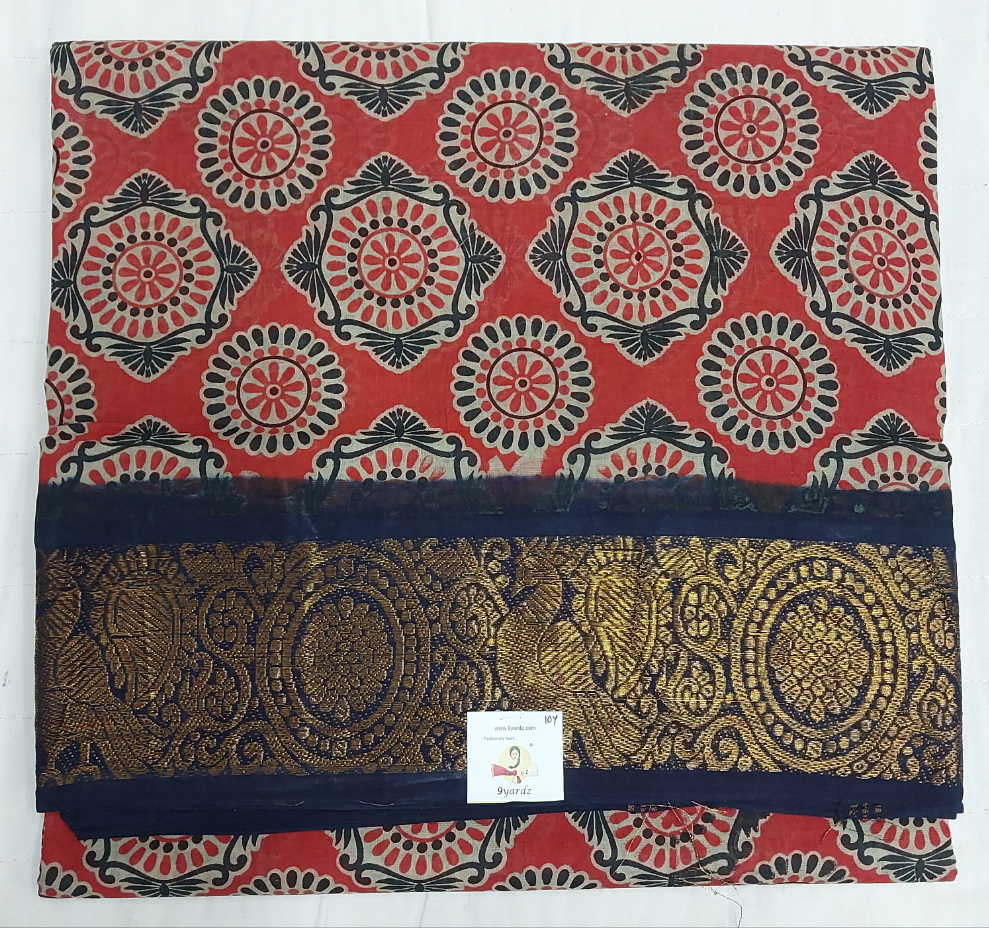 Kalamkari Printed Sungudi 10 yards