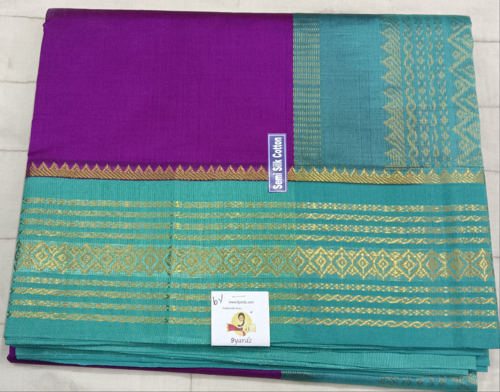 Semi silk Plain Korvai 6Yards