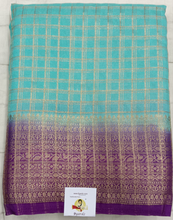 Load image into Gallery viewer, Mysore crepe silk checked (synthetic)