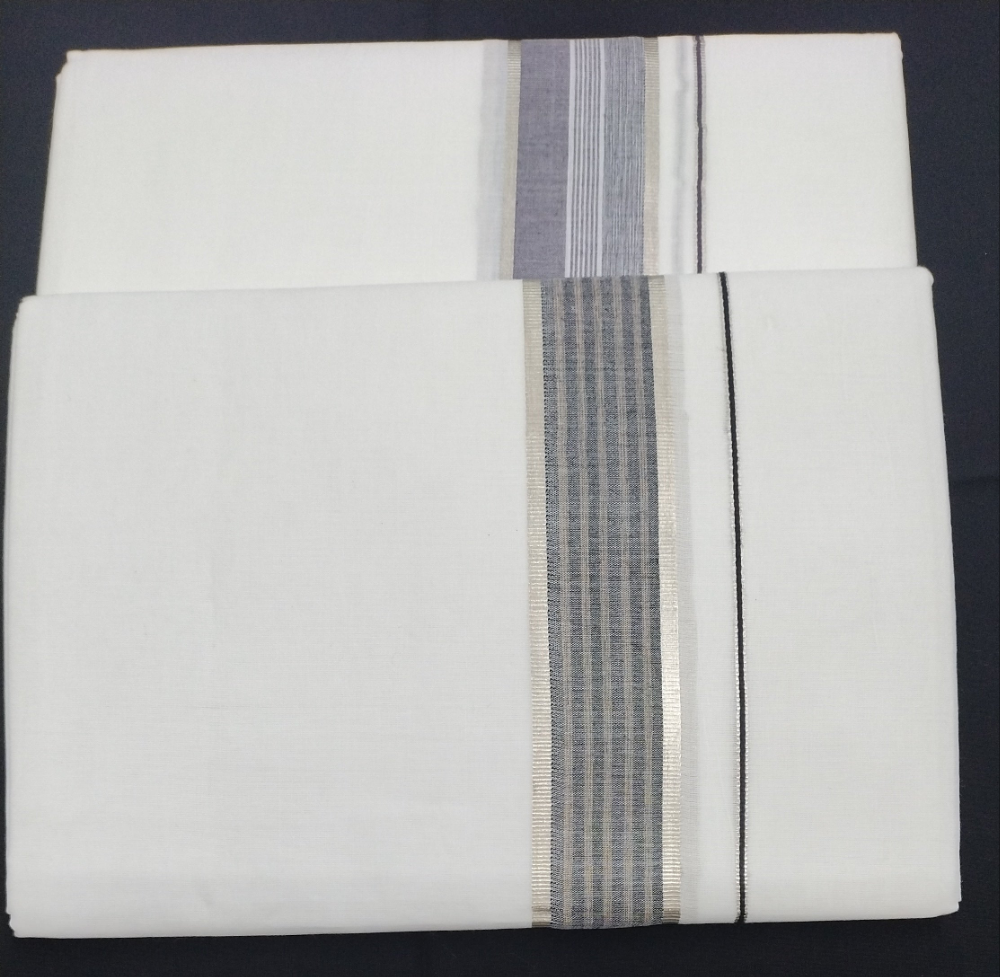 Bleached cotton Dhothi 9muzham
