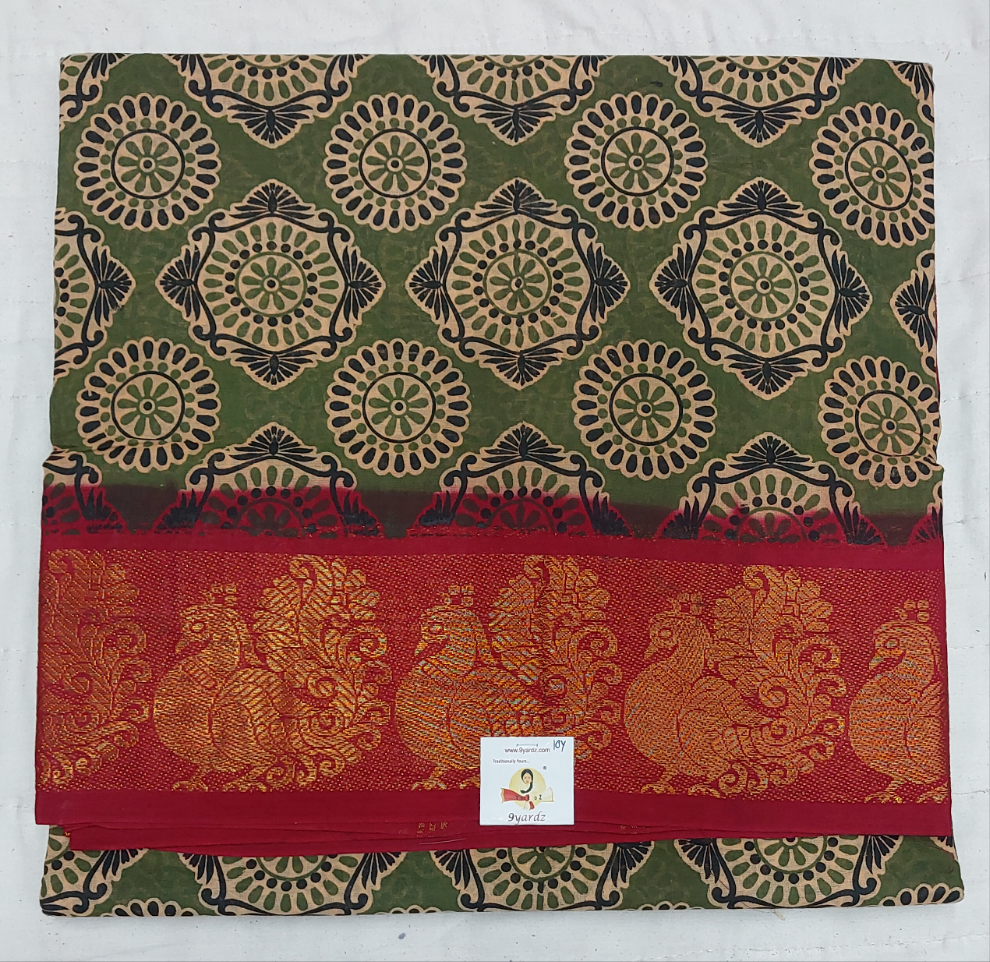 Kalamkari Printed Sungudi 10 yards