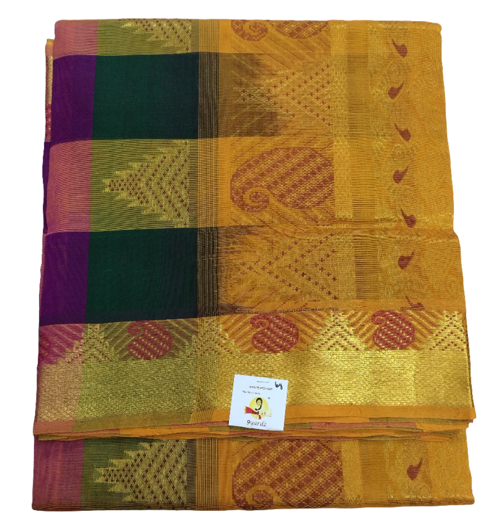 Pure silk cotton zari Palum Pazhamum Check