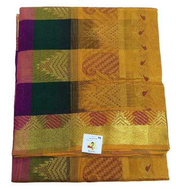 Pure silk cotton zari Pazhum Pazhamum Check