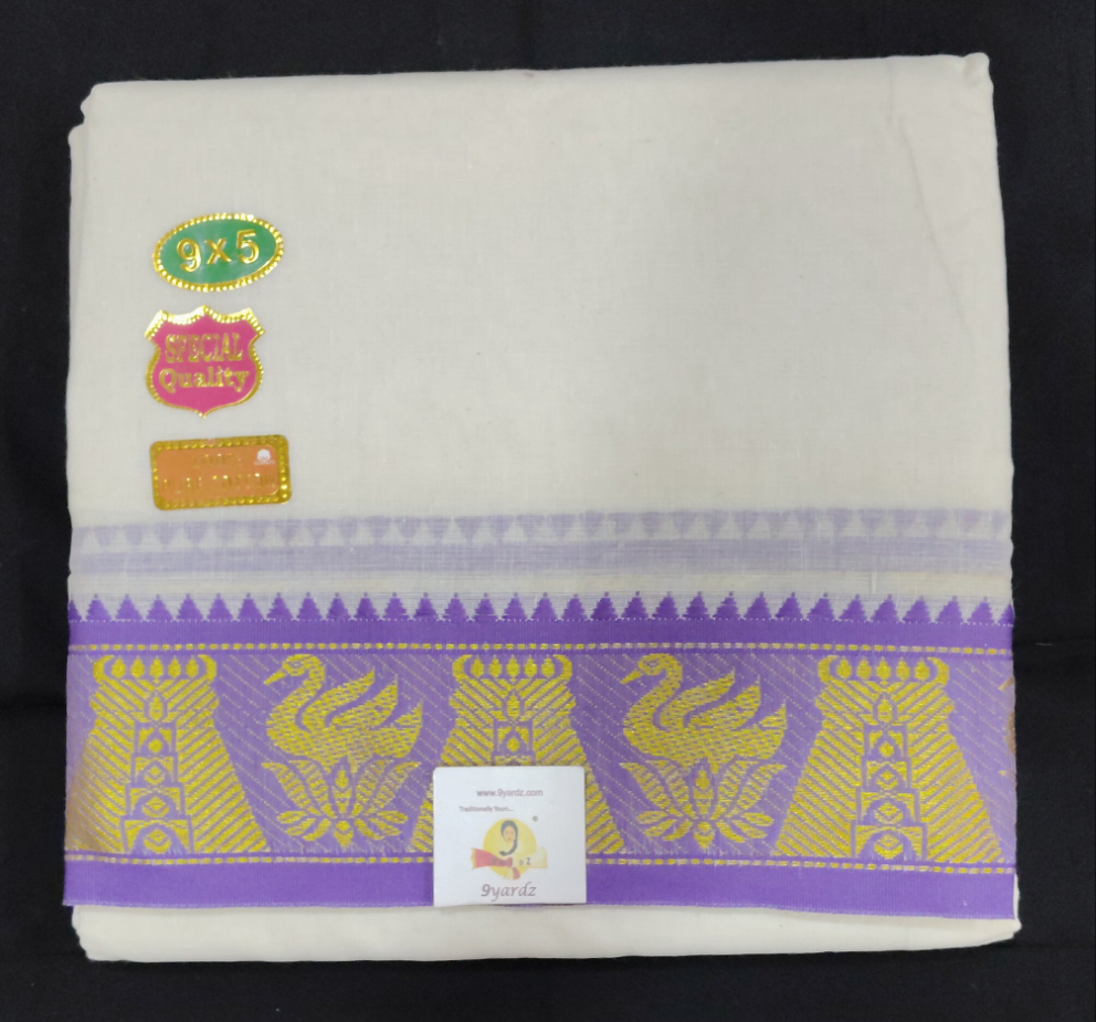 Nagari Cotton Jacqurad  Dhothi 9*5