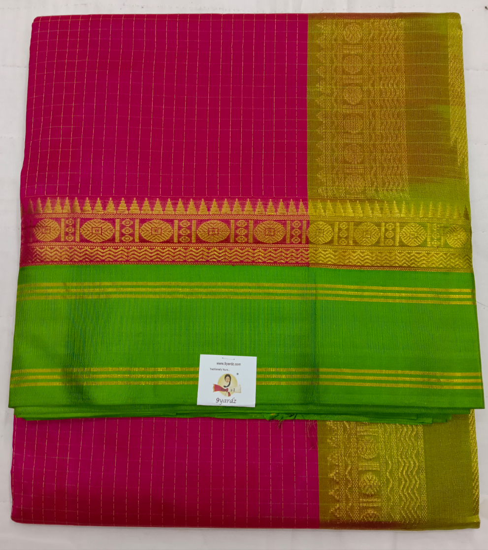 Pure Silk Cotton Korvai 6Yards - Thread Checked