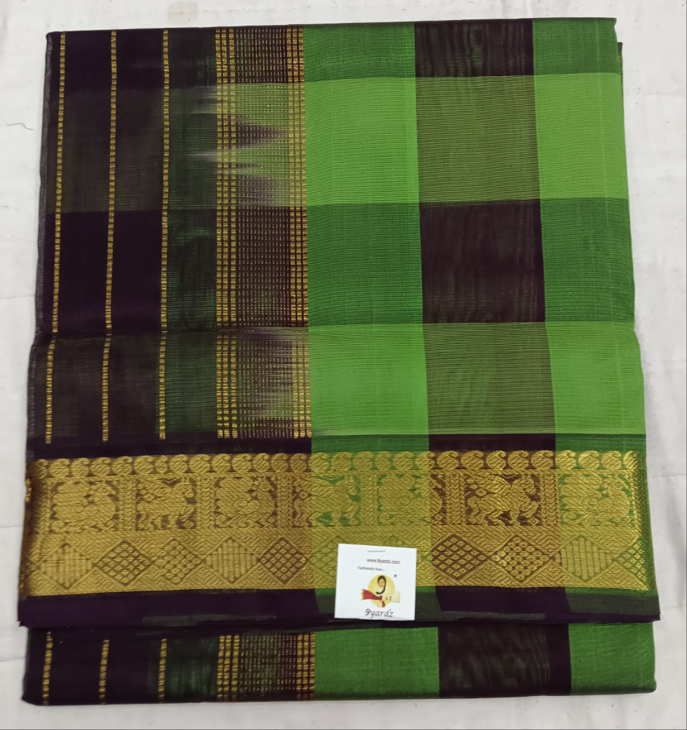 Pure silk cotton zari  Pazhum Pazhamum Check