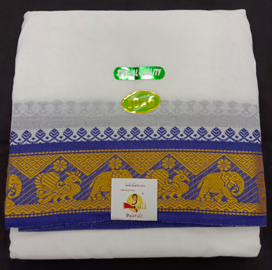 Cotton dhoti 10*6 thread jacquard Zari border