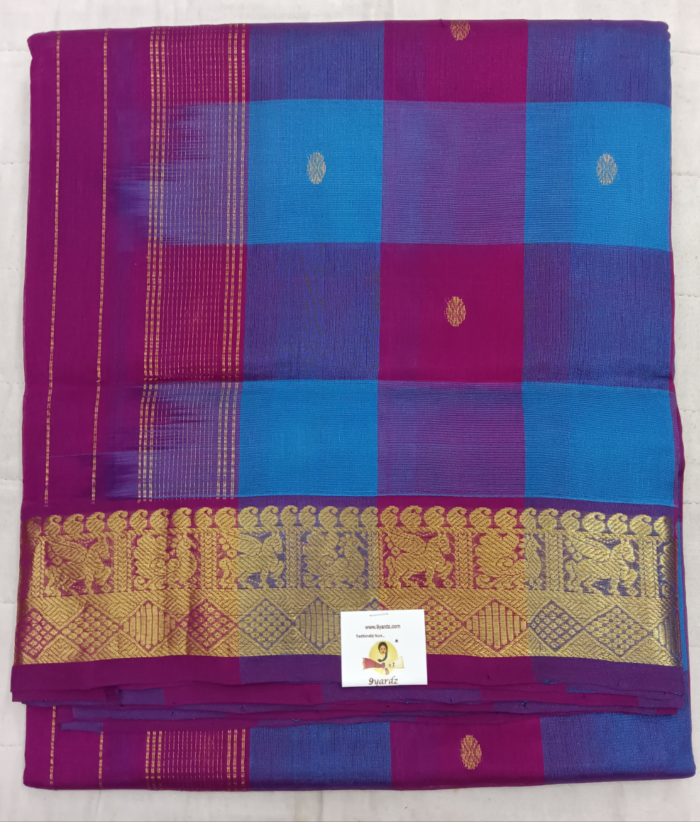Pure silk cotton zari  Pazhum Pazhamum Check