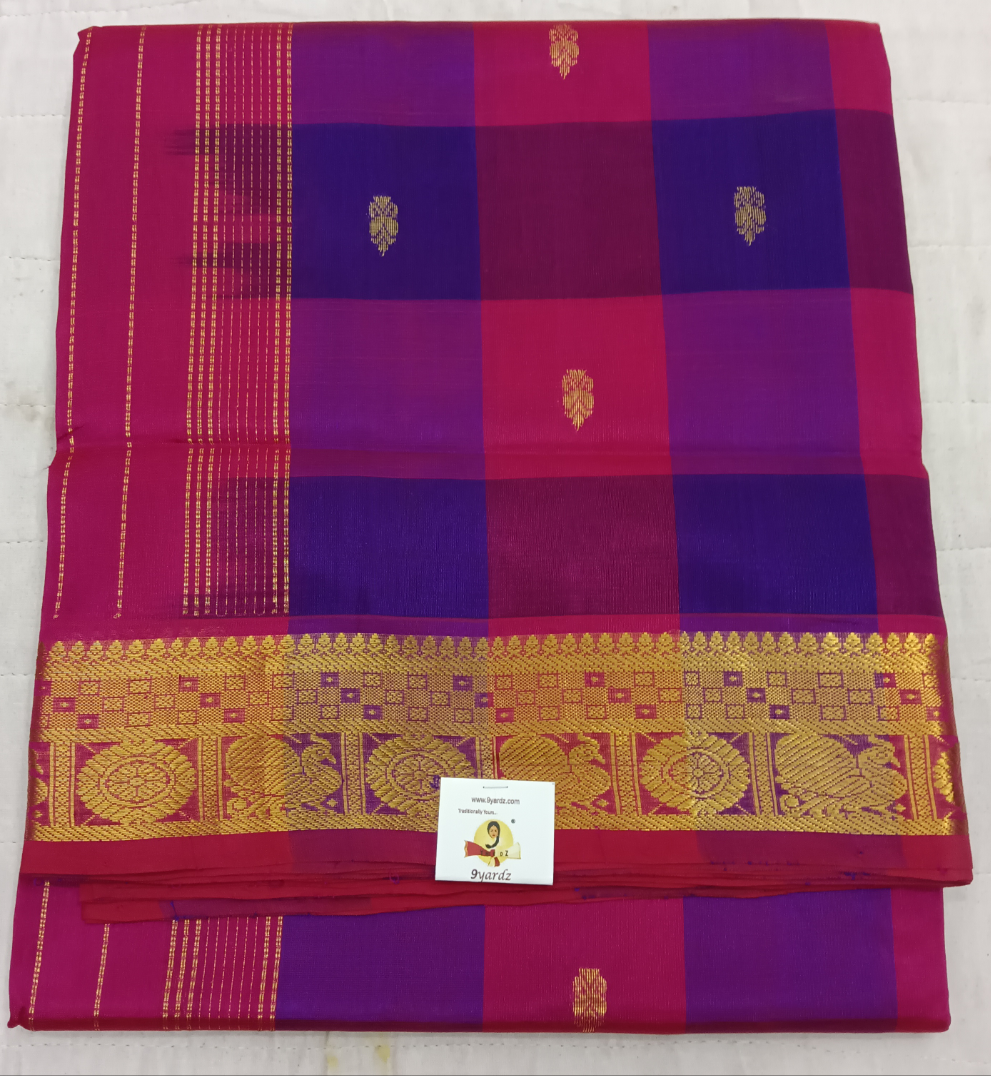 Pure silk cotton zari  Pazhum Pazhamum Check