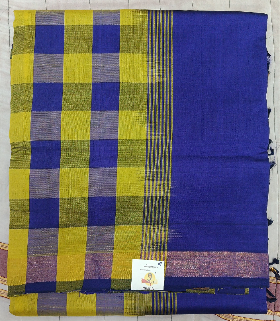 Semi silk checked cotton 6Yards