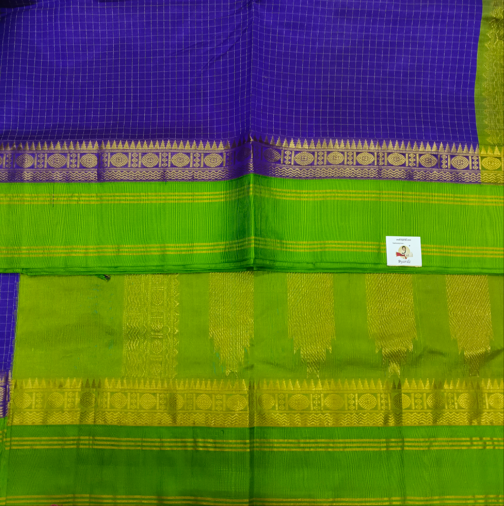 Pure Silk Cotton Korvai 6Yards - Thread Checked