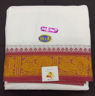 Cotton dhoti 10*6 thread jacquard Zari border