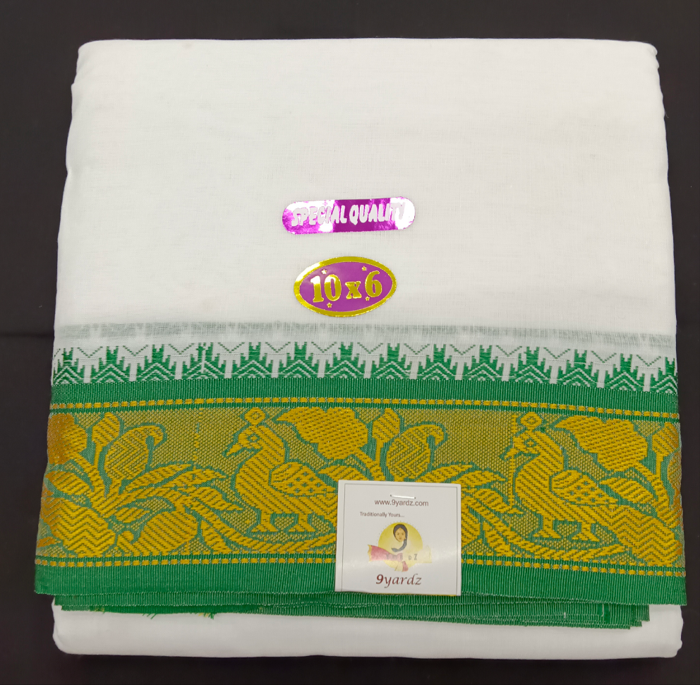 Cotton dhoti 10*6 thread jacquard Zari border