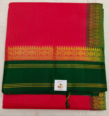 Pure Silk Cotton Korvai 6Yards - Thread Checked
