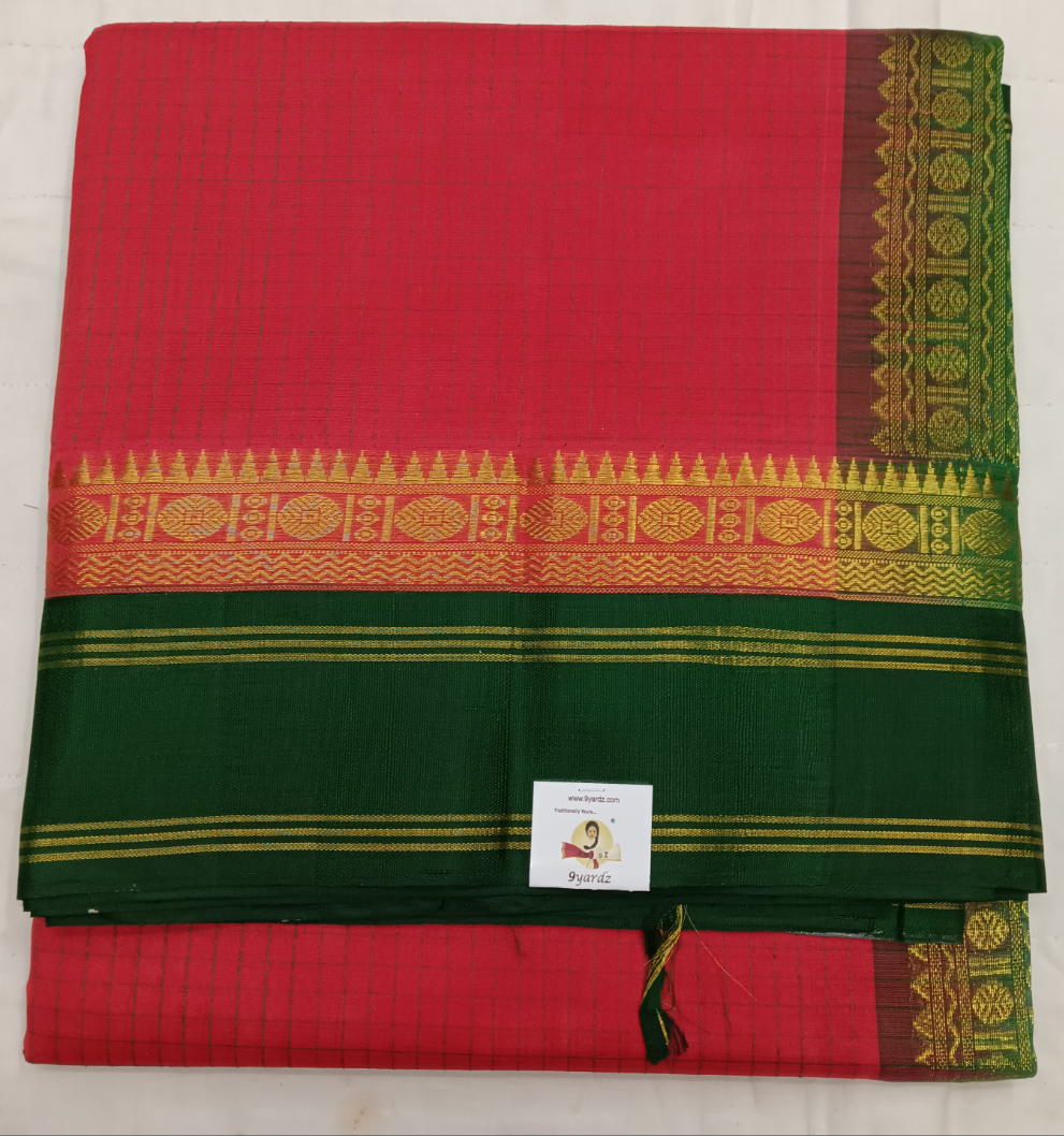 Pure Silk Cotton Korvai 6Yards - Thread Checked