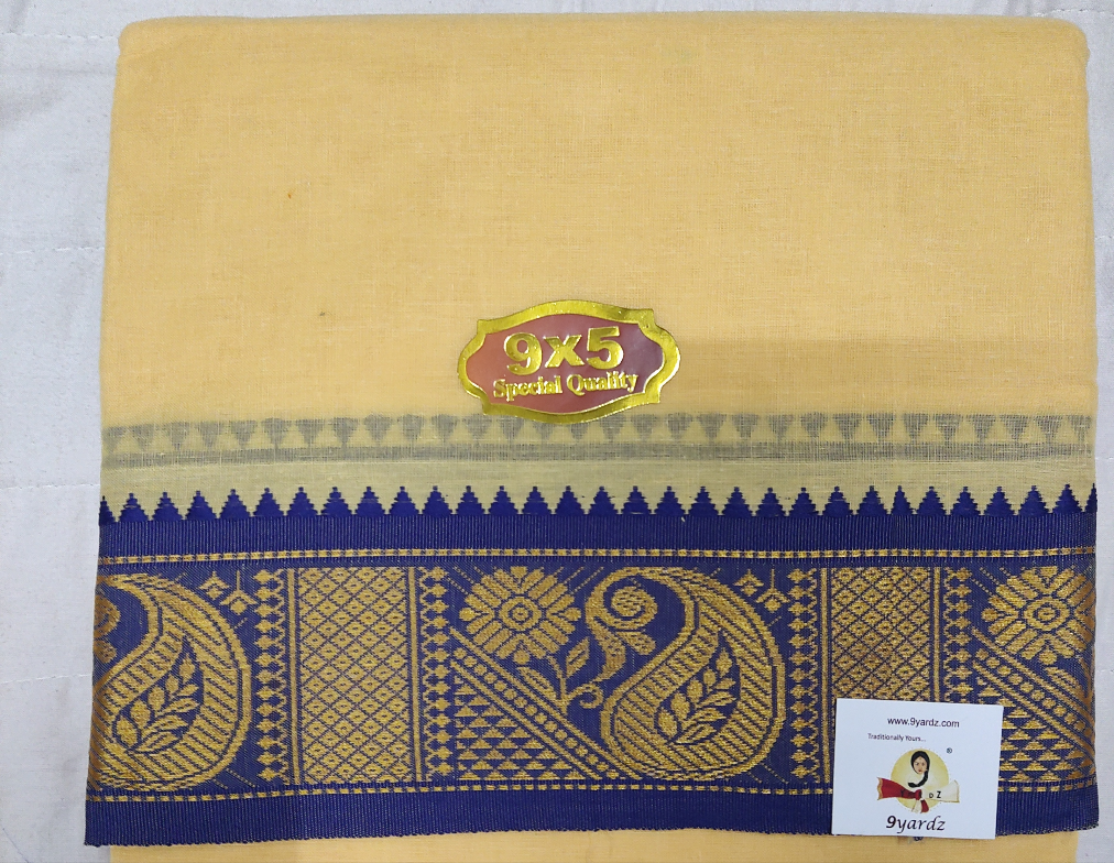 Cotton Colour  Dhothi 9*5 3 inch Zari border