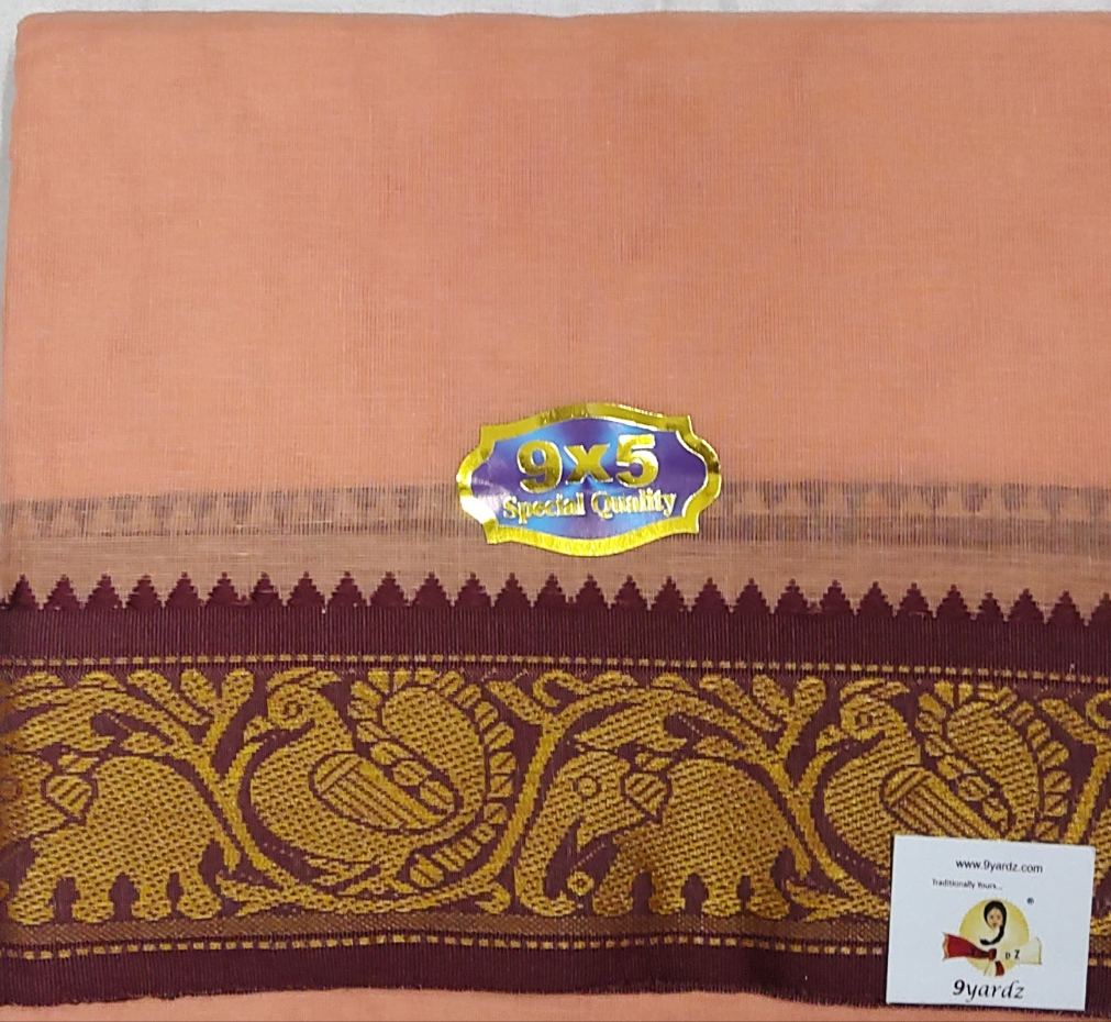 Cotton Colour  Dhothi 9*5 3 inch Zari border