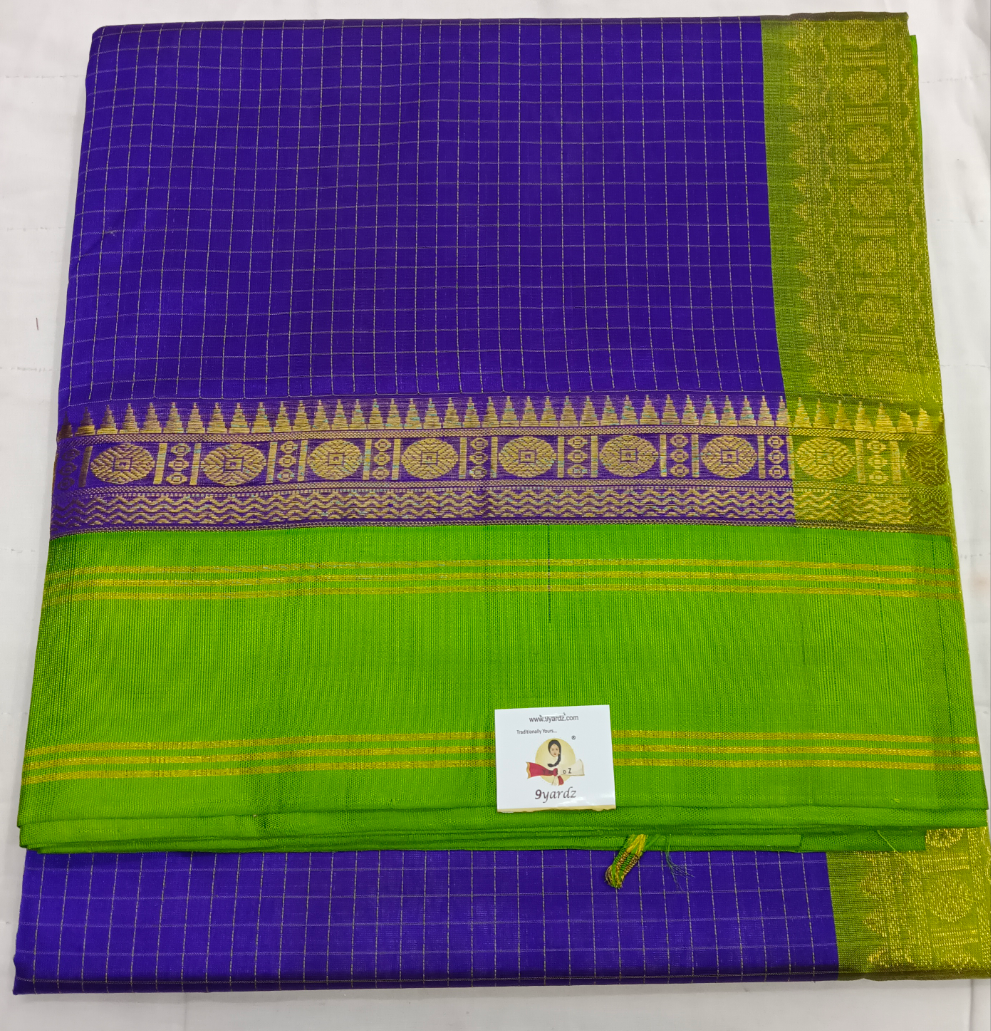 Pure Silk Cotton Korvai 6Yards - Thread Checked