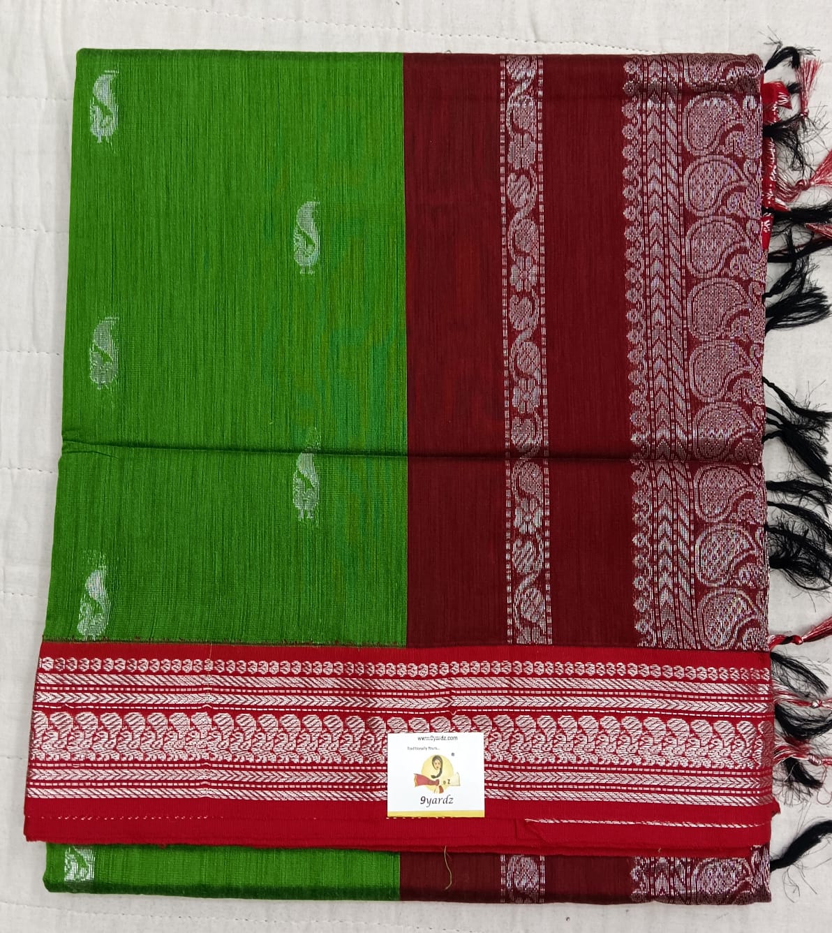 Kalyani cotton Silver zari 6yardz