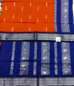 Kalyani cotton Silver zari 6yardz