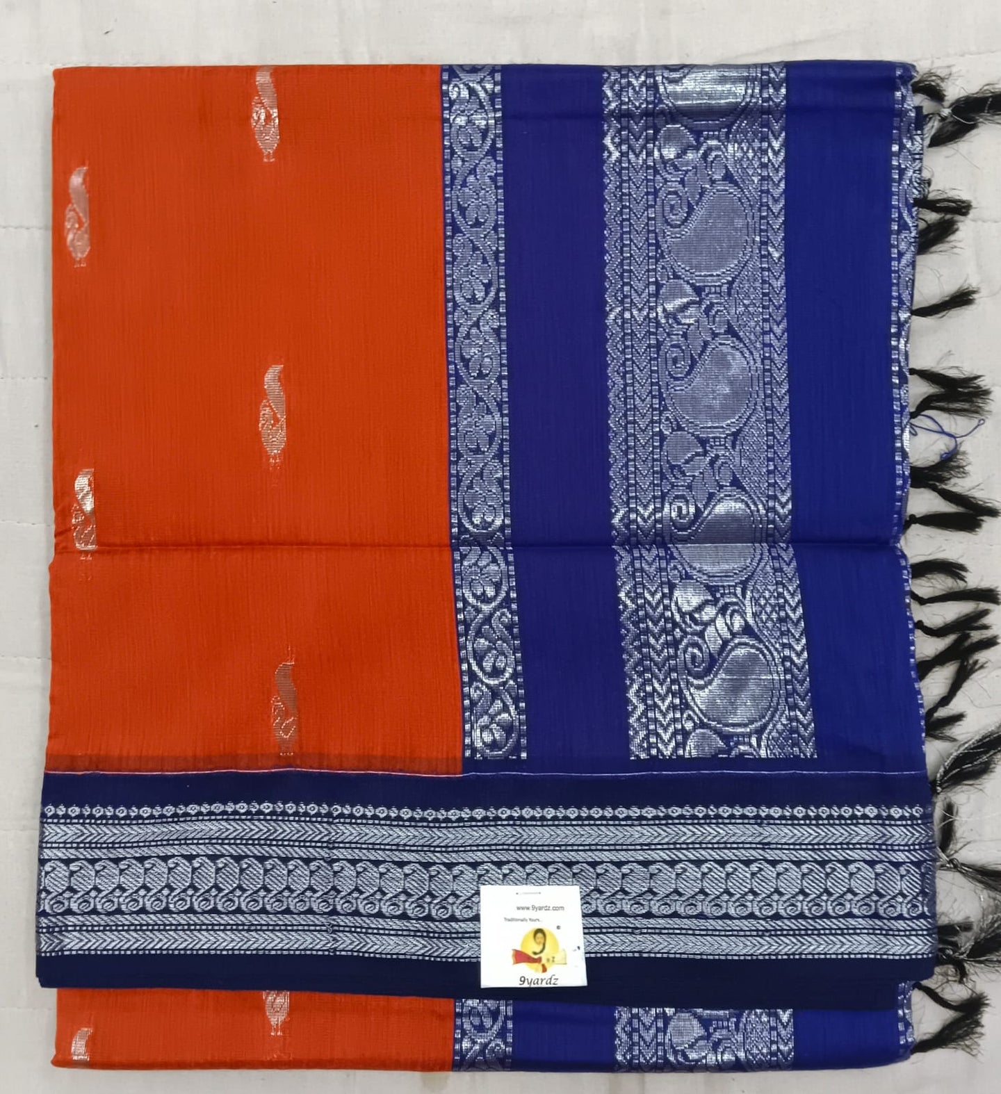 Kalyani cotton Silver zari 6yardz