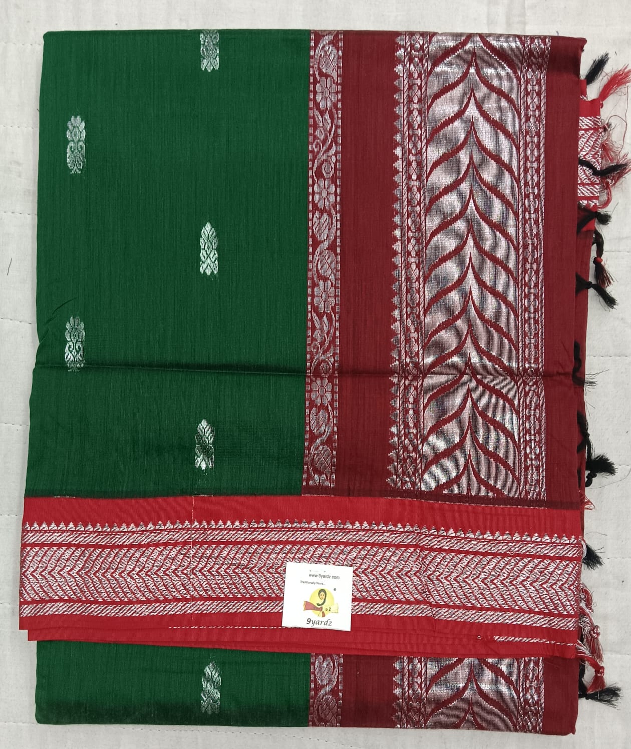Kalyani cotton Silver zari 6yardz