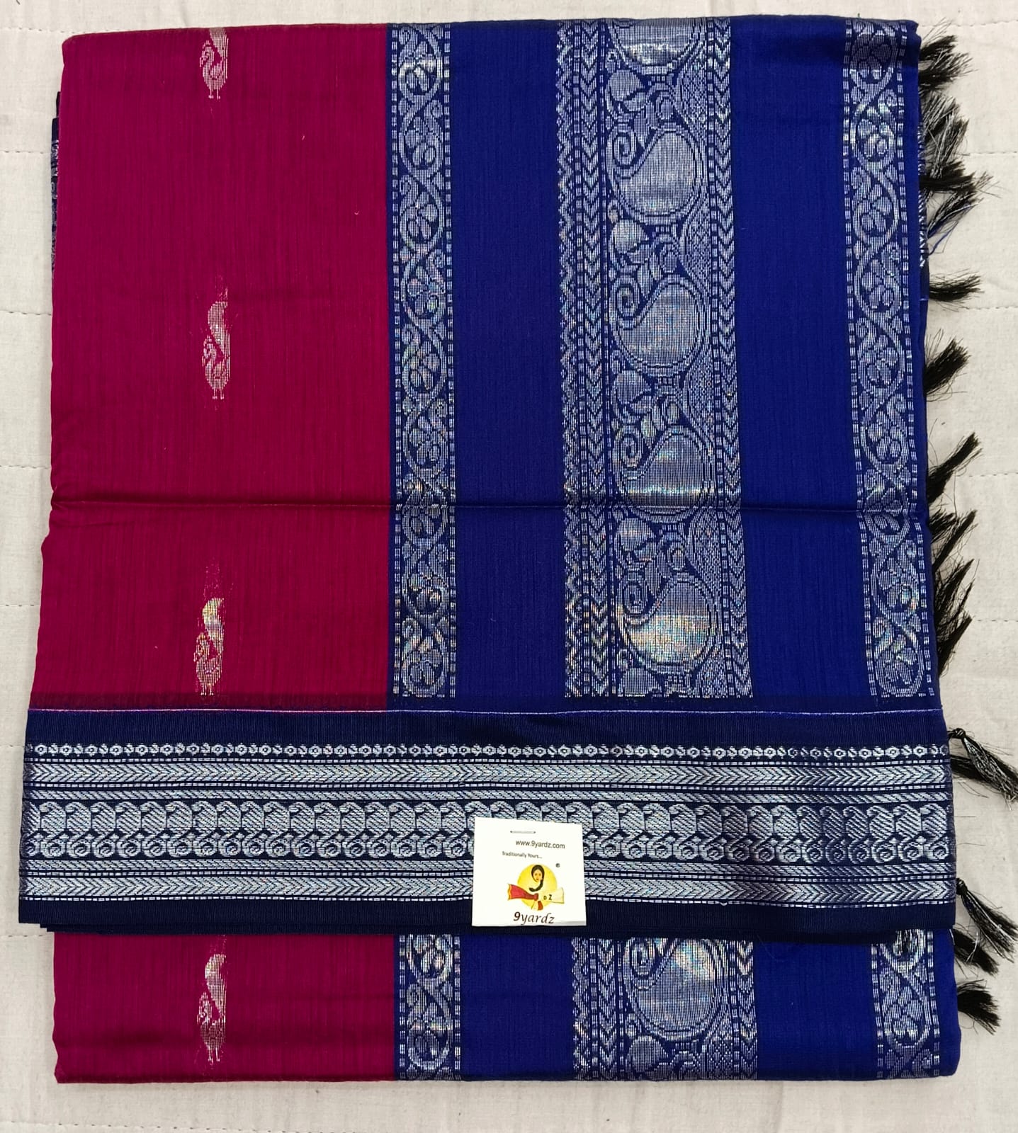 Kalyani cotton Silver zari 6yardz