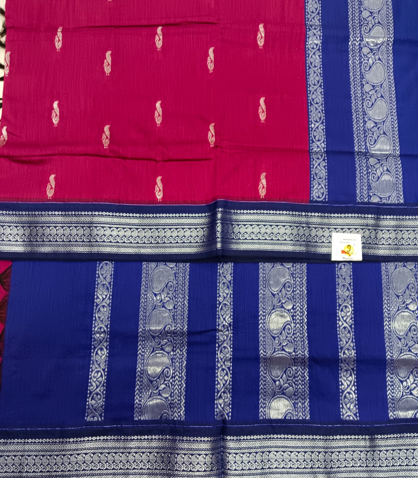Kalyani cotton Silver zari 6yardz
