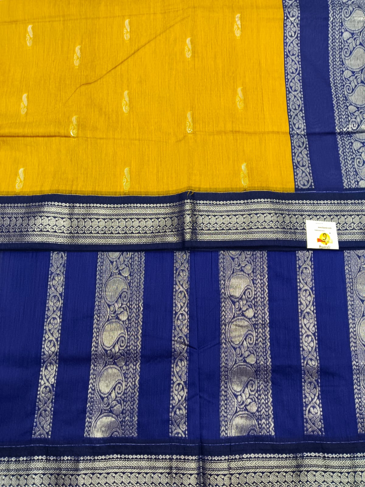 Kalyani cotton Silver zari 6yardz
