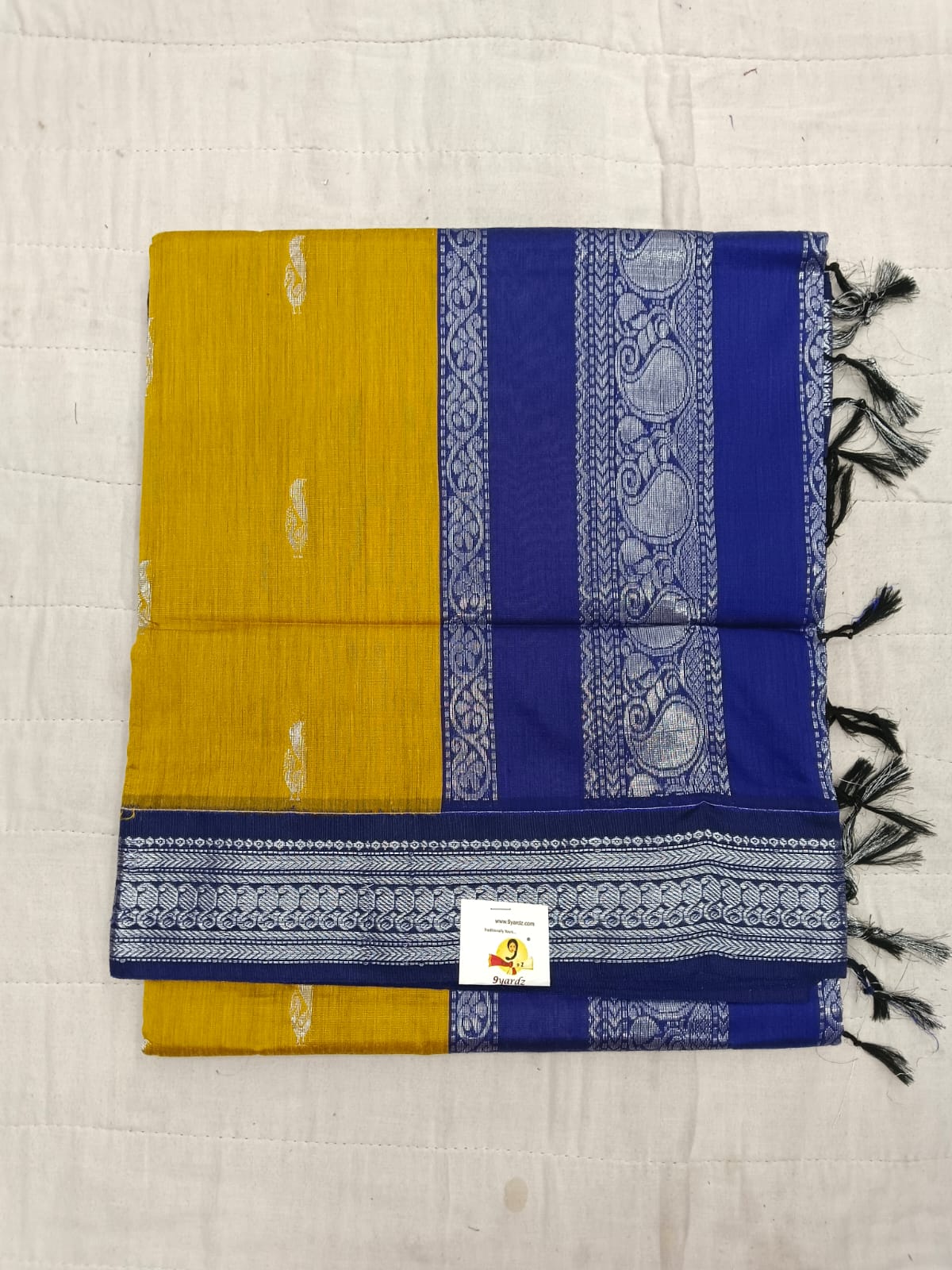 Kalyani cotton Silver zari 6yardz