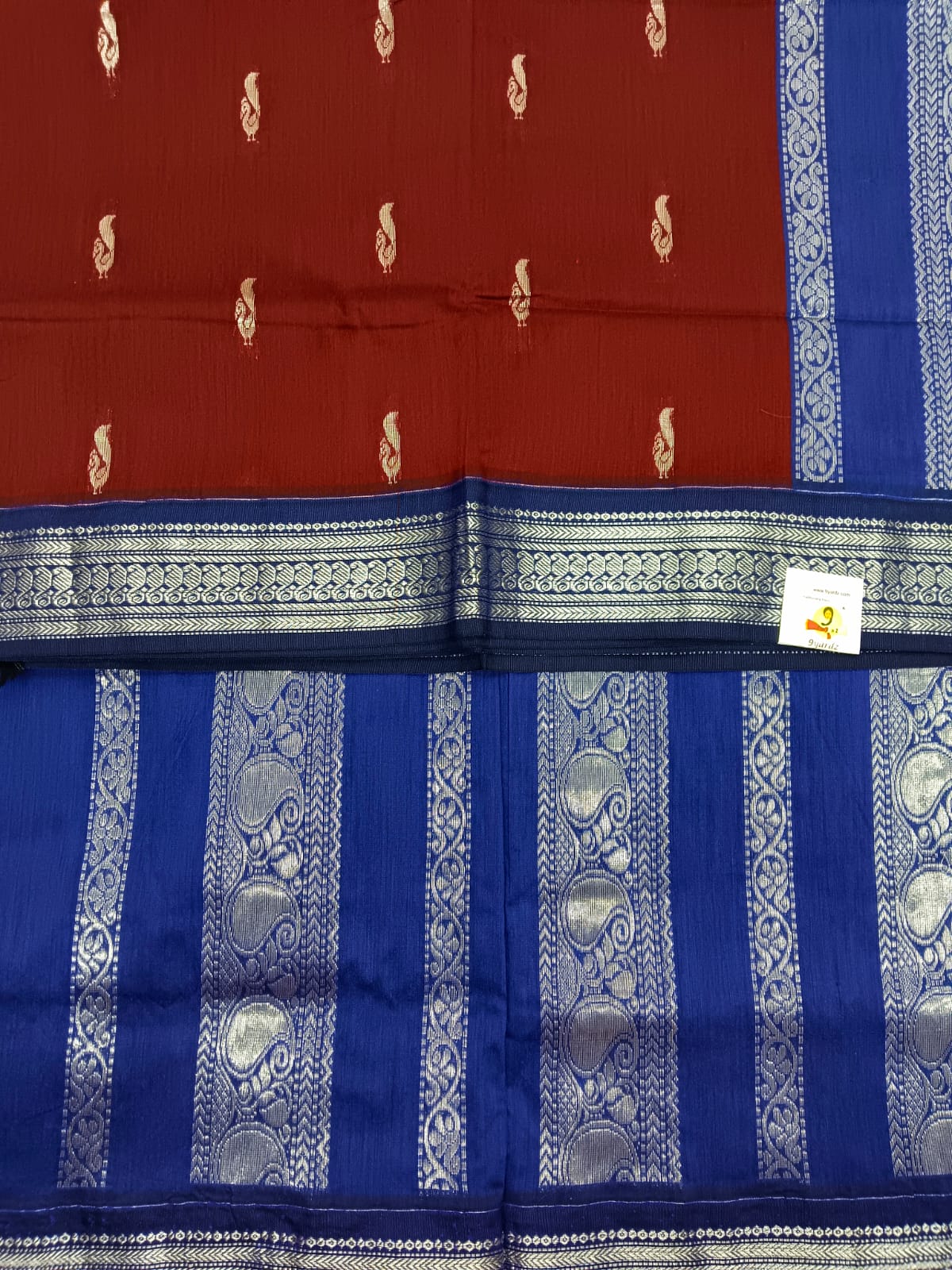 Kalyani cotton Silver zari 6yardz