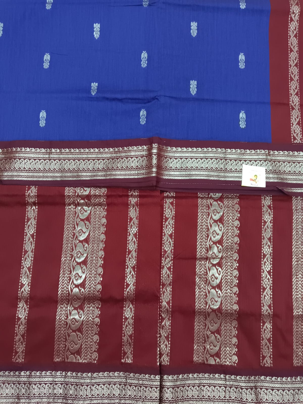 Kalyani cotton Silver zari 6yardz