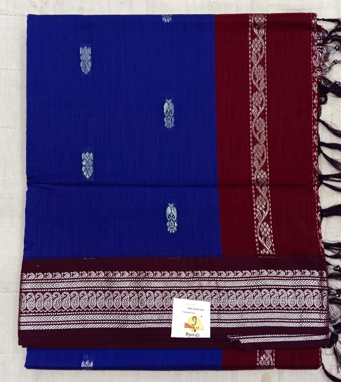 Kalyani cotton Silver zari 6yardz