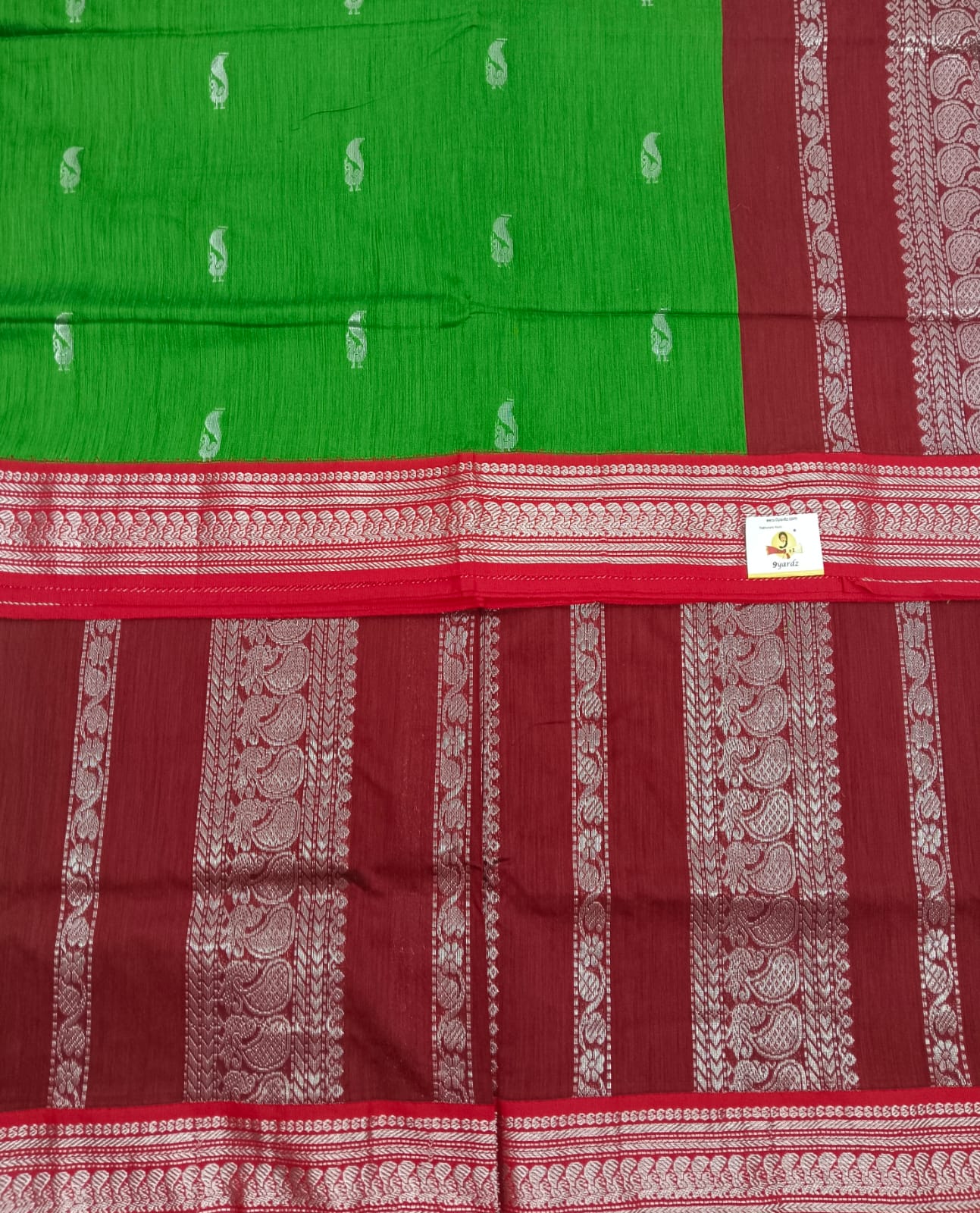 Kalyani cotton Silver zari 6yardz