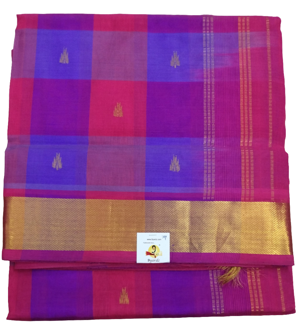 Pure silk cotton- palum pazhamum kattam with butta, 10yards (madisar)