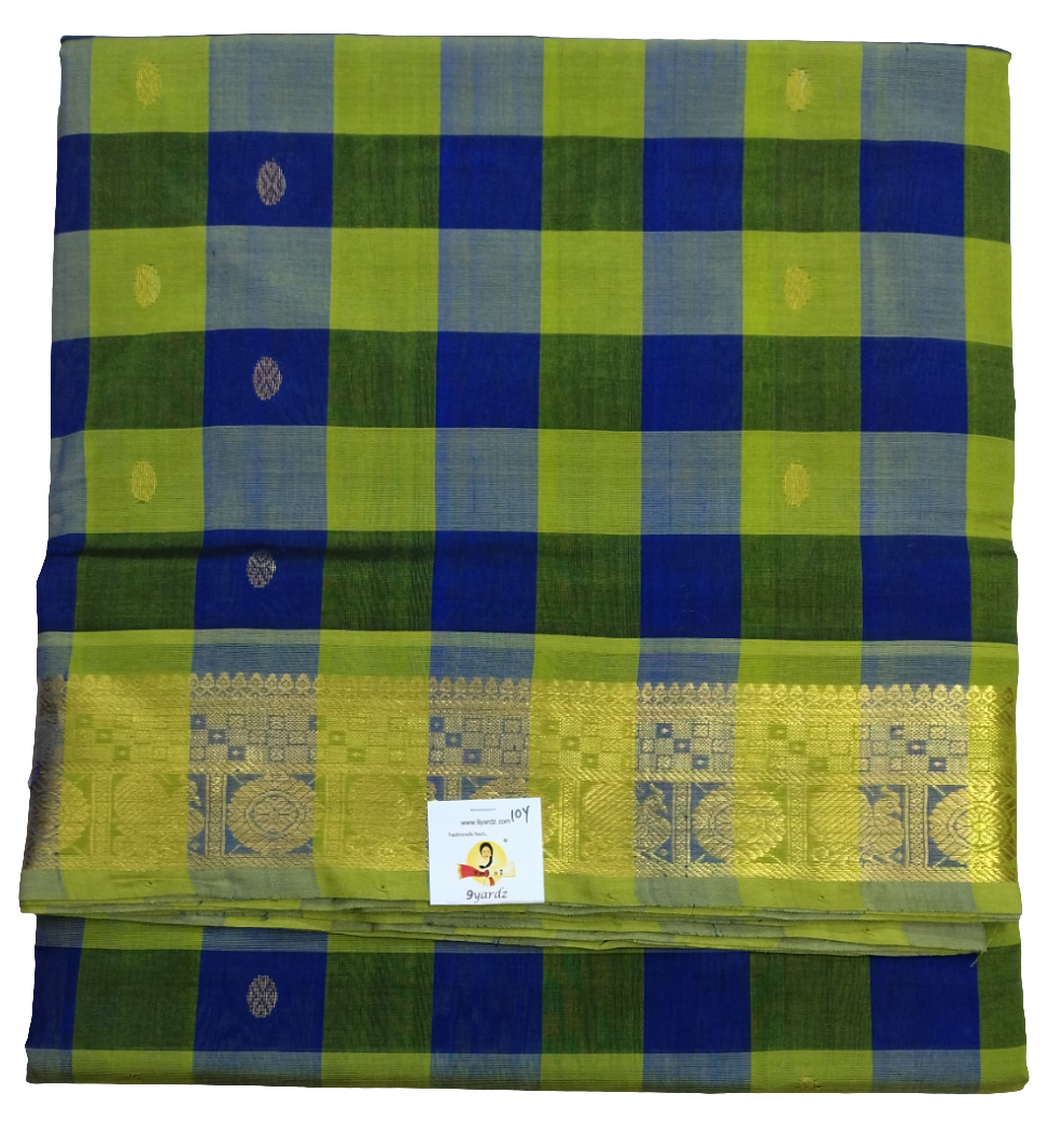Pure silk cotton- palum pazhamum kattam with butta, 10yards (madisar)