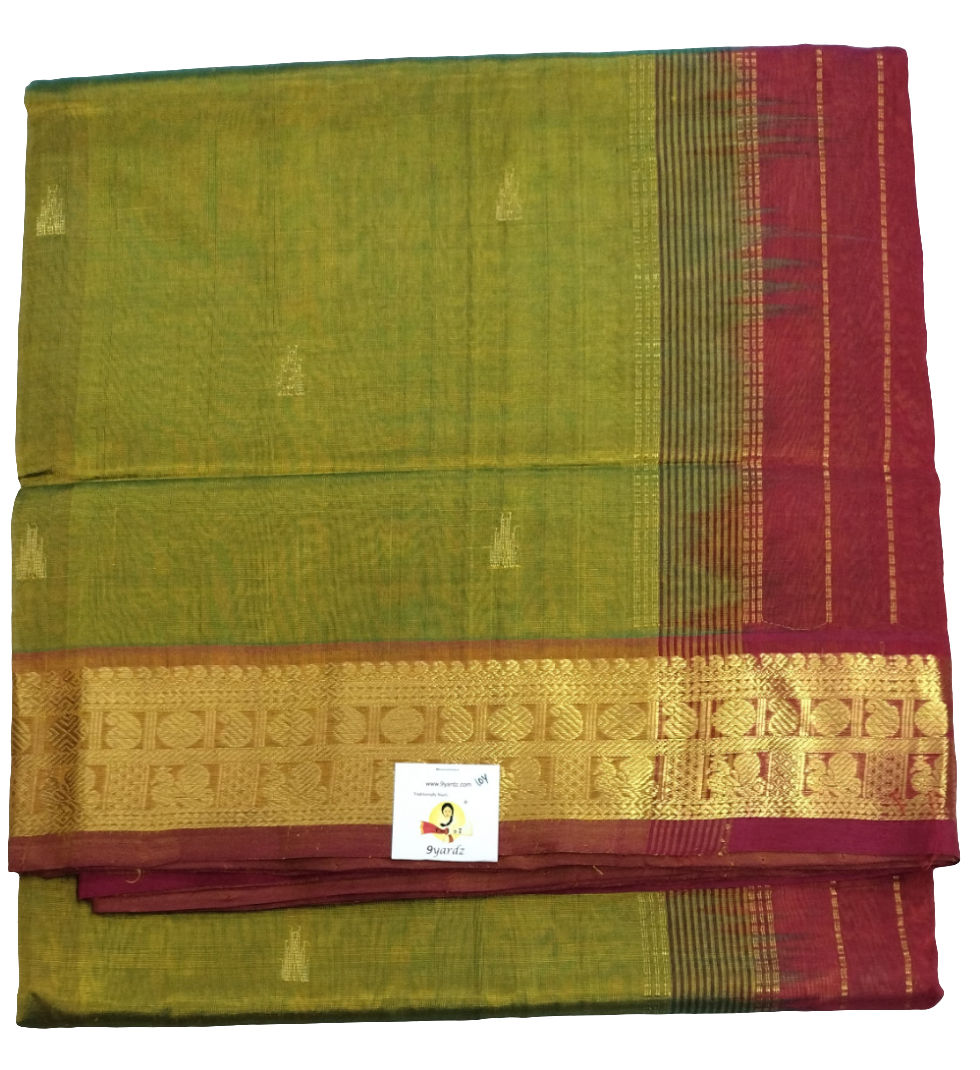 Pure silk cotton-  with butta, 10yards (madisar)