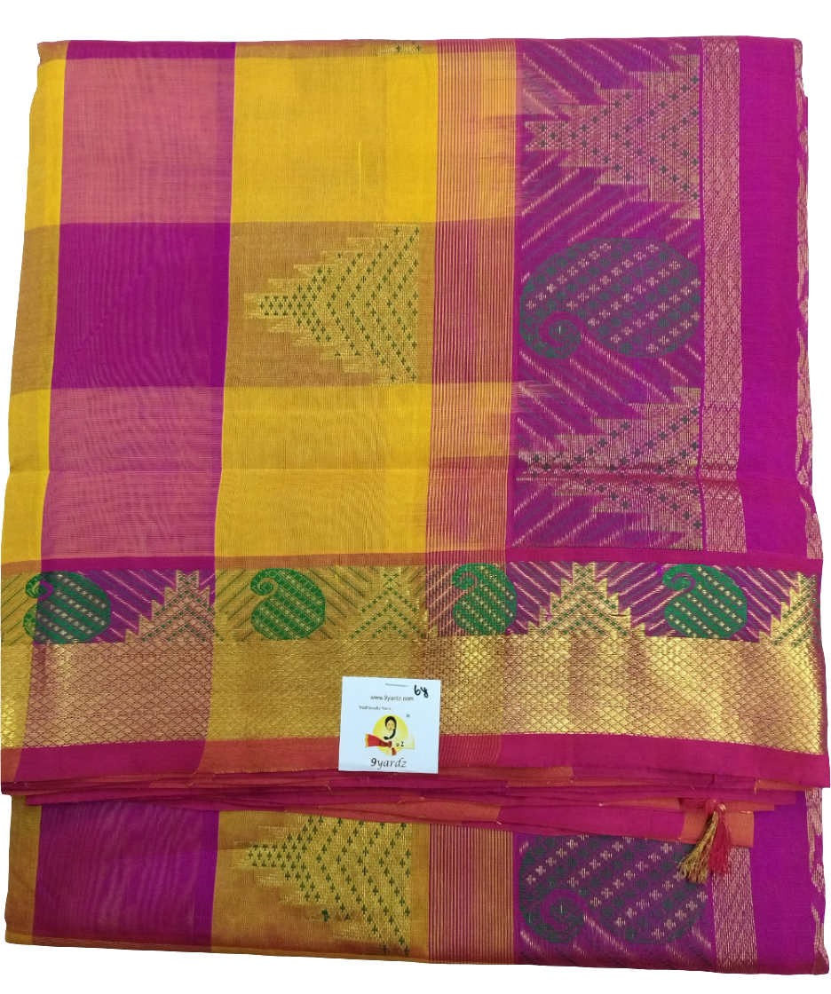 Pure silk cotton zari Palum Pazhamum Check