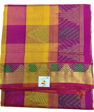 Pure silk cotton zari Pazhum Pazhamum Check