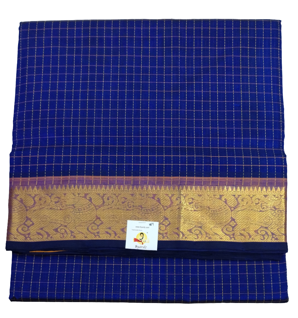 Pure silk cotton- Theard kattam with butta, 10yards (madisar)