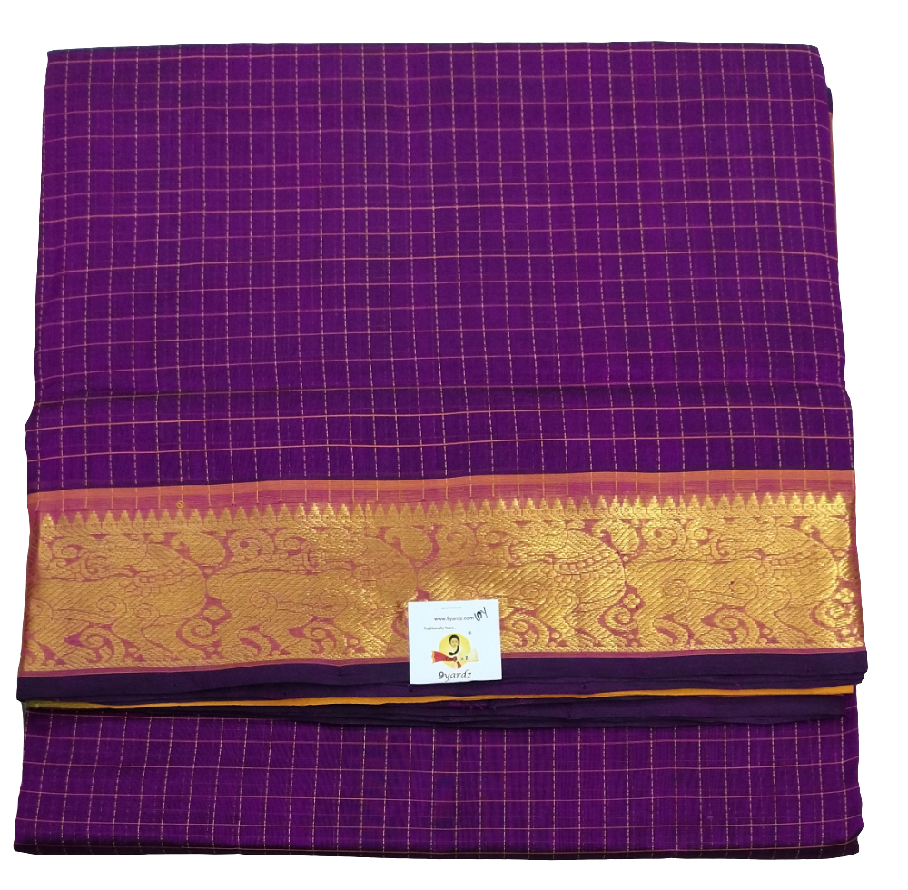 Pure silk cotton- Theard kattam with butta, 10yards (madisar)