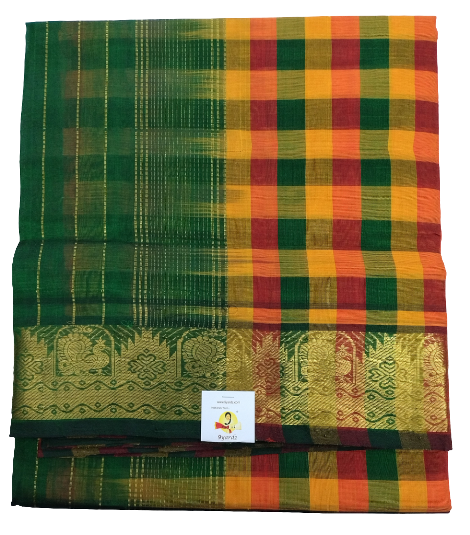 Pure silk cotton zari Pazhum Pazhamum Check