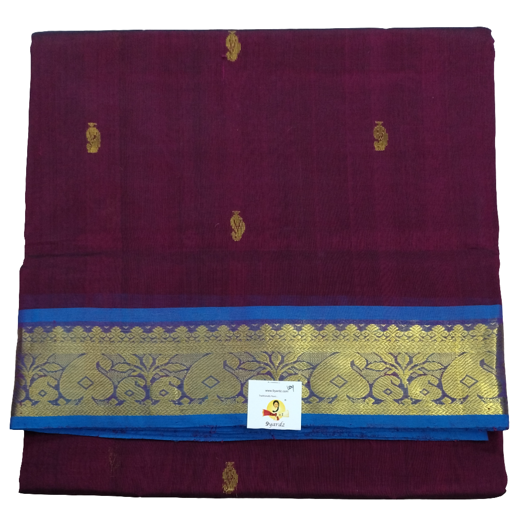 Pure silk cotton-  with butta, 10yards (madisar)