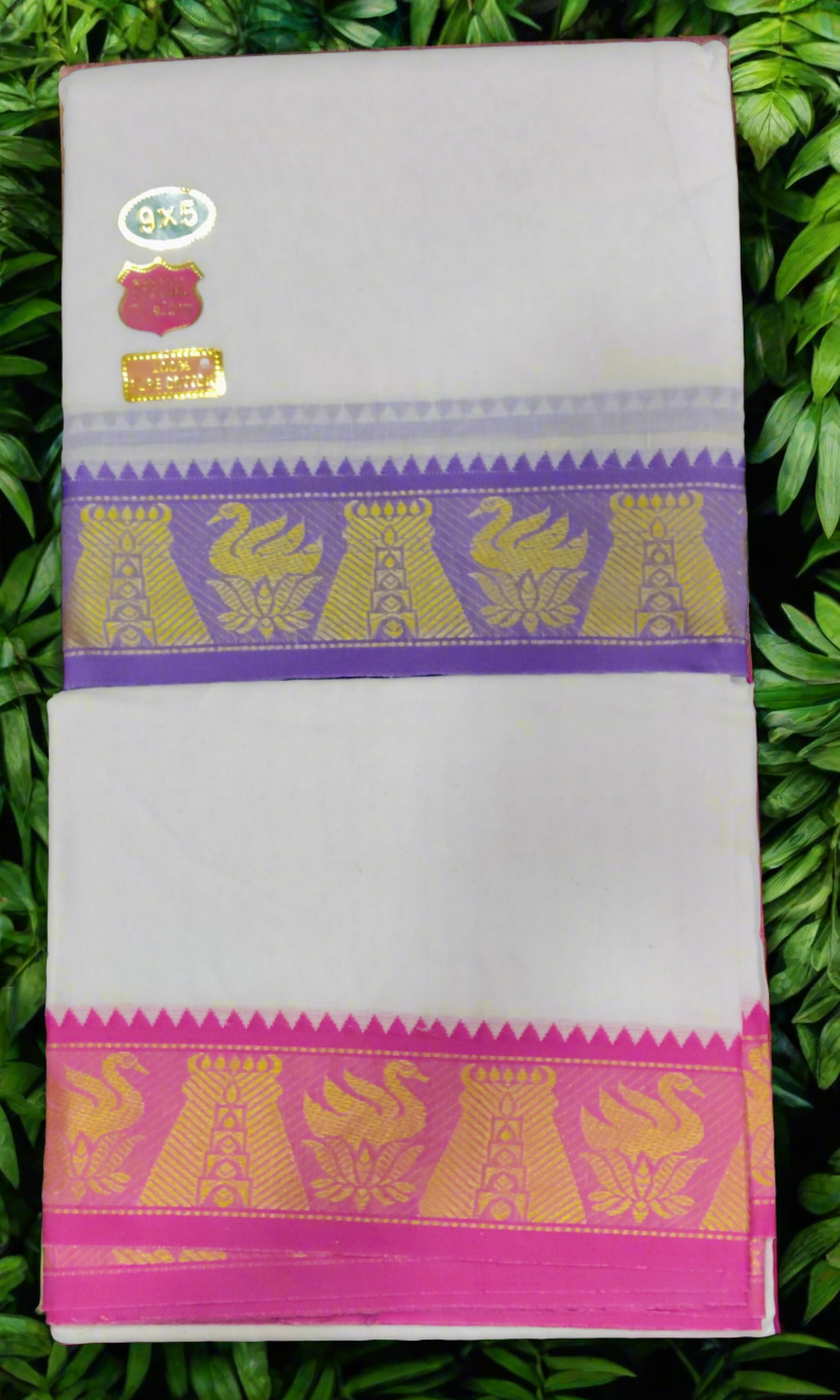 Nagari Cotton Jacqurad  Dhothi 9*5